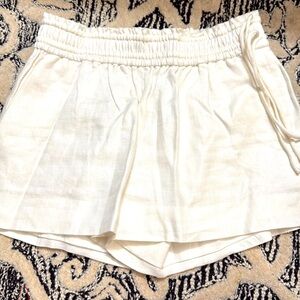 White linen shorts